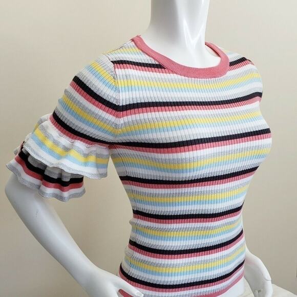 Divided H&M Multicolor Stripe Ruffle Sweater - XS - Picture 2 of 9